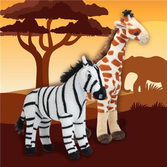 Safari Animals Stuffed Animals Plush – Jungle Animals Toys Set of 4 Wild Animals